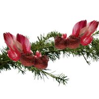 4x stuks decoratie vogels op clip glitter rood 11 cm