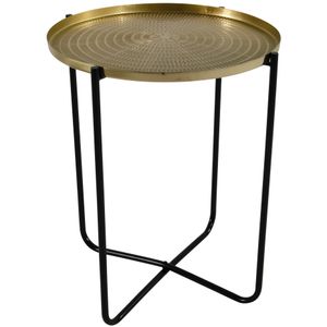 Ronde bijzettafel/plantenstandaard goud 50 cm