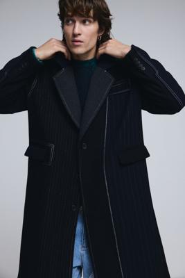 Lange wollen jas met strepen - BLUE - XL