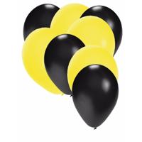 Shoppartners party ballonnen - zwart en geel - 30x stuks - feestartikelen - versiering