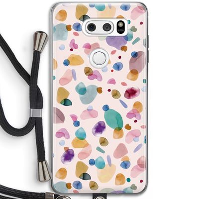 Terrazzo Memphis Pink: LG V30 Transparant Hoesje met koord