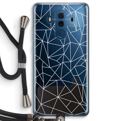 Geometrische lijnen wit: Huawei Mate 10 Pro Transparant Hoesje met koord