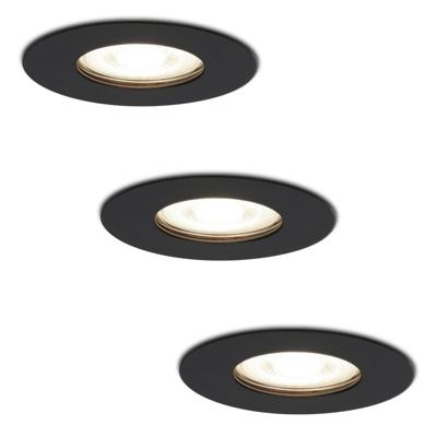 Set van 3 Bari LED inbouwspots - 5 Watt 400 lumen - 4000K neutraal wit - GU10 - Dimbaar - Rond - IP65 waterdicht - Zwart - Voor binnen, buiten en badkamer