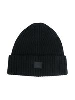 Acne Studios Kids bonnet en maille à patch Face - Noir