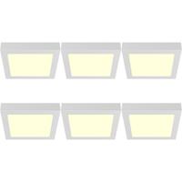 LED Downlight Opbouwspot - LED Paneel Slim 6 Stuks - Brinton Thin - 24W 2400lm 120° Bundelhoek - Warm Wit 3000K - IP40 - Vierkant - Wit - 272x272mm