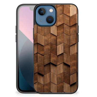 Houten Print Telefoonhoesje voor Apple iPhone 13 mini Wooden Cubes Houten Print Telefoonhoesje voor Apple iPhone 13 mini Wooden Cubes