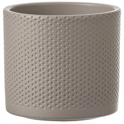Mica Decorations Bloempot - taupe - relief - keramiek - D15 x H13 cm - plantenpotten binnen