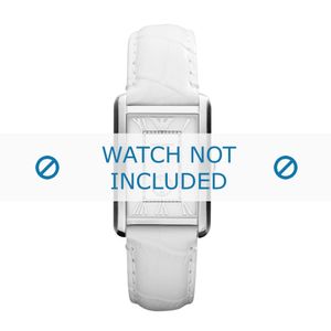 Armani horlogeband AR1672 Leder Wit 18mm + wit stiksel