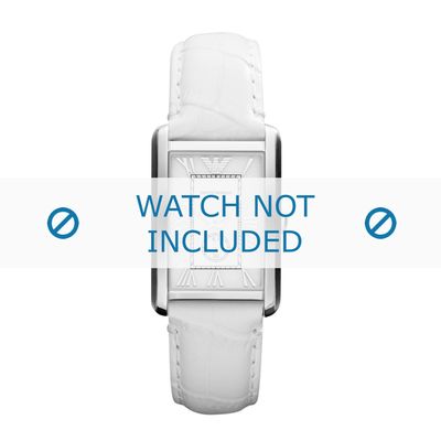 Armani horlogeband AR1672 Leder Wit 18mm + wit stiksel