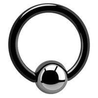 Zwarte Ball Closure Ring met hematieten balletje Piercingringen