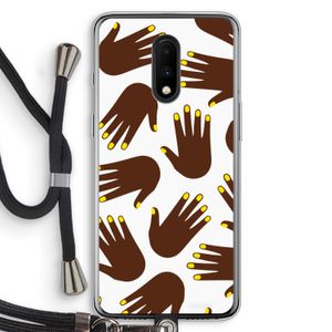 Hands dark: OnePlus 7 Transparant Hoesje met koord