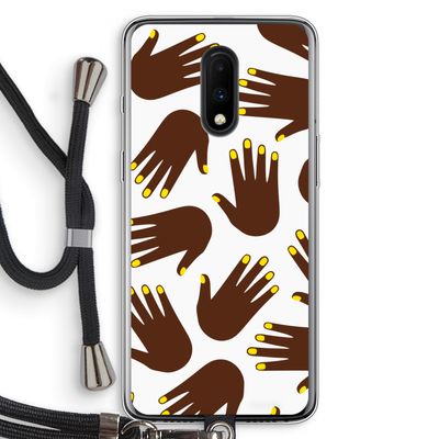 Hands dark: OnePlus 7 Transparant Hoesje met koord