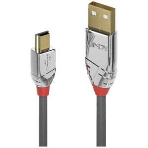 LINDY USB-kabel USB 2.0 USB-A stekker, USB-mini-B stekker 7.50 m Grijs 36635