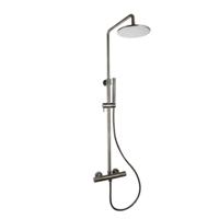 Regendoucheset Opbouw Sanilux Blair Thermostatisch Geribbelde Knop Douchekop 30 cm Gunmetal Sanilux