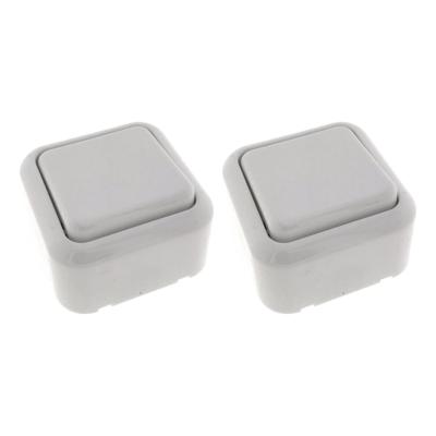 Wandcontactdoos met schakelaar - 2x - opbouw - wit - IP20 - 61 x 61 x 35 mm - WCD