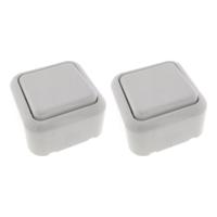Wandcontactdoos met schakelaar - 2x - opbouw - wit - IP20 - 61 x 61 x 35 mm - WCD
