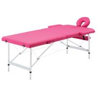VidaXL Massagetafel inklapbaar 2 zones aluminum roze
