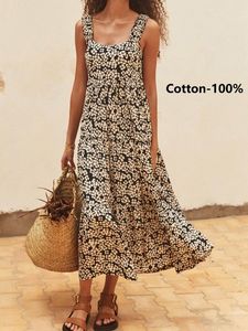 Boho Floral Loose Dress With No