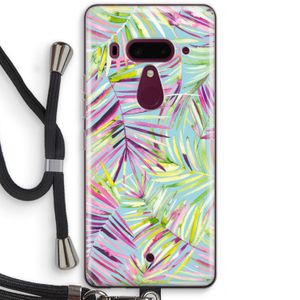 Tropical Palms Blue: HTC U12+ Transparant Hoesje met koord