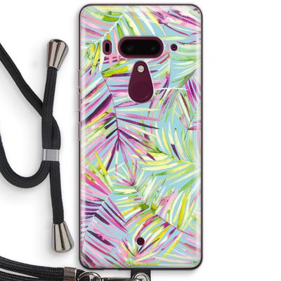 Tropical Palms Blue: HTC U12+ Transparant Hoesje met koord