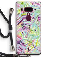 Tropical Palms Blue: HTC U12+ Transparant Hoesje met koord