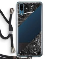 Zwart marmer: Huawei P20 Transparant Hoesje met koord