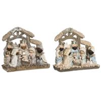 Kerststal set DKD Home Decor Blauw Wit Bruin Hars 20 x 7 x 17,5 cm (2 Stuks)