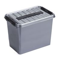 Opbergboxen/opbergdozen 9 liter kunststof metallic/zwart - thumbnail
