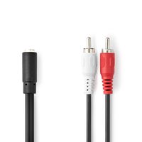 Nedis Stereo-Audiokabel | 2x RCA Male | 3,5 mm Female | 0.2 m | 1 stuks - CAGB22255BK02 CAGB22255BK02 - thumbnail