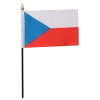 Tsjechie - mini vlaggetje van 10 x 15 cm op stokje - Landen vlag - H27 cm