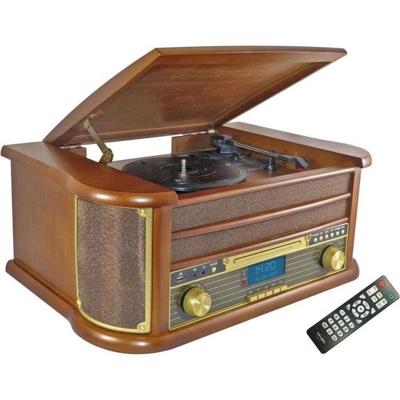 INOVALLEY RETRO29E-N Retro style vinyl Hifi systeem - Bluetooth 5.0 - 2x20W - CD/K7 audiospeler - FM radio - 2 USB poorten