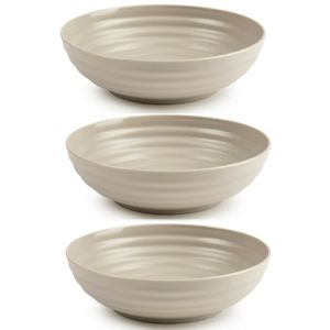 Set van 6x kommetjes/schaaltjes - Dessert/ontbijt - Kunststof - D19 cm - Taupe