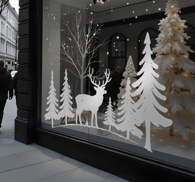 Kerst raamsticker winters tafereel