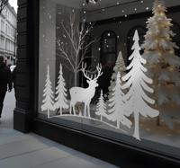 Kerst raamsticker winters tafereel