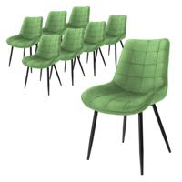 ML-Design set van 8 eetkamerstoelen met rugleuning, groen, keukenstoel met fluwelen bekleding, gestoffeerde stoel met