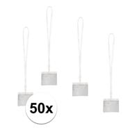 Badgehouders/naamkaarthouders - 50x - met wit keycord/lanyard - plastic - beurs/feest