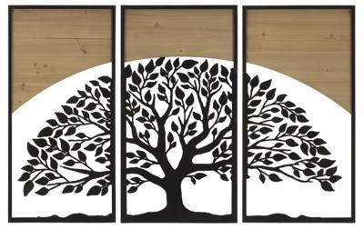 WANDPANEEL BOOGIJZER EN HOUT SET 3 STUKS CM 105X2X70 (35X2X70)