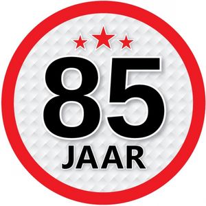 85 jaar leeftijd sticker rond 15 cm verjaardag versiering