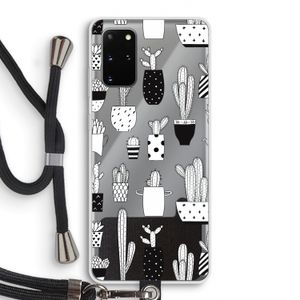 Cactusmotief: Samsung Galaxy S20 Plus Transparant Hoesje met koord
