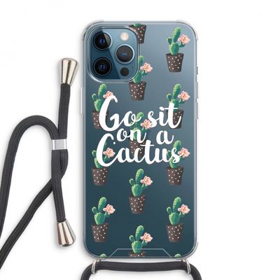 Cactus quote: iPhone 12 Pro Max Transparant Hoesje met koord
