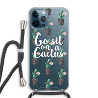 Cactus quote: iPhone 12 Pro Max Transparant Hoesje met koord