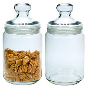 Set van 2x stuks voorraadpotten/bewaarpotten 1000 ml glas met glazen deksel