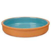 Tapas/hapjes serveren/oven schaal terracotta/blauw 23 x 4 cm - Snack en tapasschalen