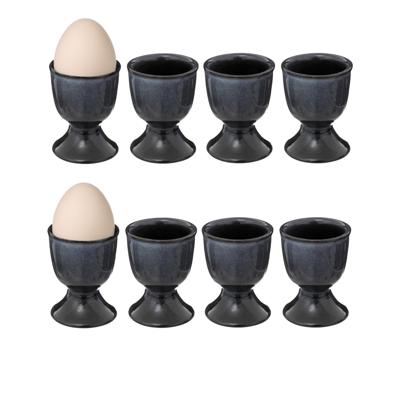Eierdopjes Blue Stone - set van 8x - donkerblauw - keramiek - 5 x 7 cm