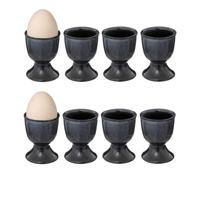 Eierdopjes Blue Stone - set van 8x - donkerblauw - keramiek - 5 x 7 cm