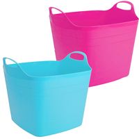 Voordeelset van 2x stuks kunststof flexibele emmers/wasmanden/kuipen 40 liter in het roze/blauw - thumbnail