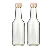 Fles - Set van 10x stuks - met schroefdop - transparant - 200 ml - glas