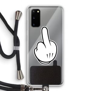 Middle finger white: Samsung Galaxy S20 Transparant Hoesje met koord