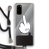 Middle finger white: Samsung Galaxy S20 Transparant Hoesje met koord