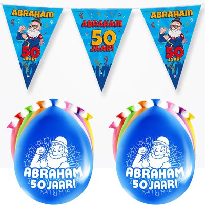Paperdreams Abraham/50 jaar feest set - Ballonnen & vlaggenlijnen - 17x stuks